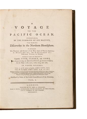 TRAVEL  COOK, JAMES. Complete set of first editions of the Southern Hemisphere, South Pole, and Pacific Ocean voyages. 1773-77-84